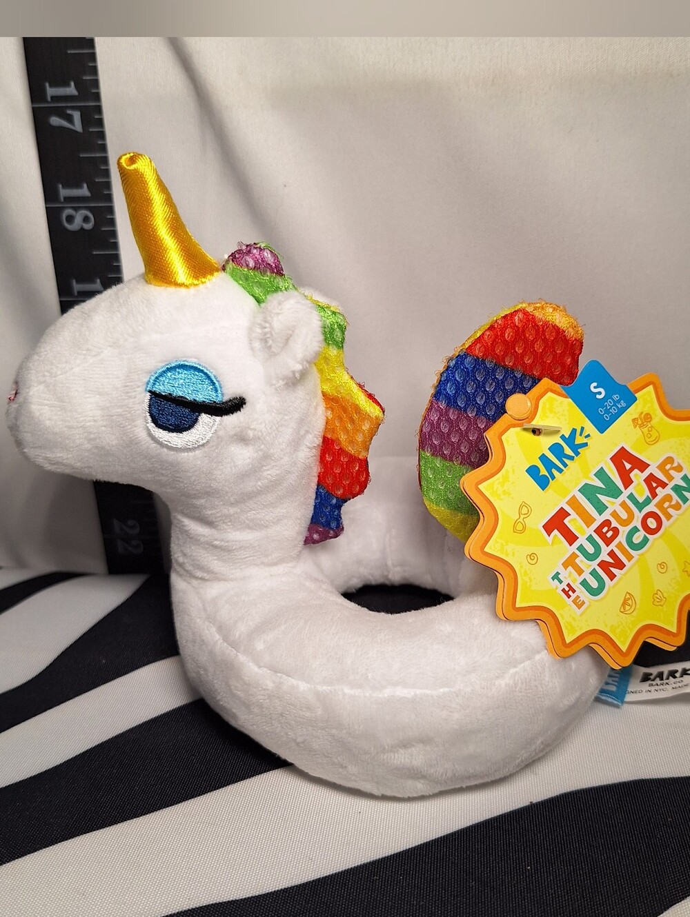 NWT Bark Tina The Tubular Unicorn Dog Toy S